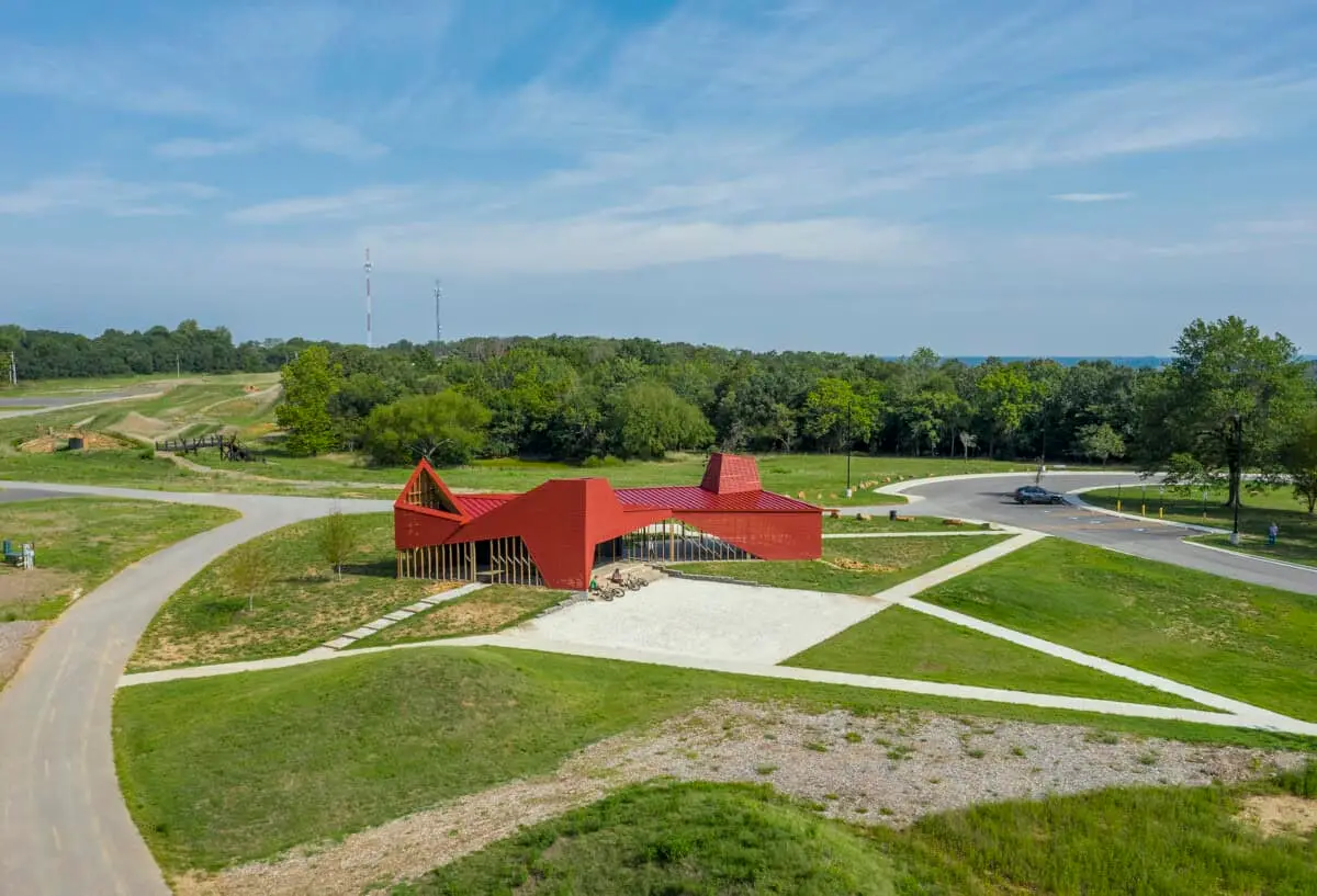 Centennial Park pavilion architecture in Fayetteville Arkansas