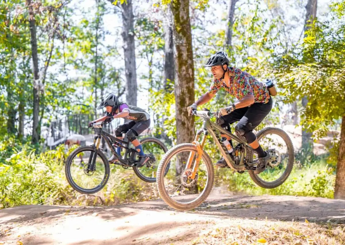 Mountain biker on trail in Bentonville Arkansas cycling capital