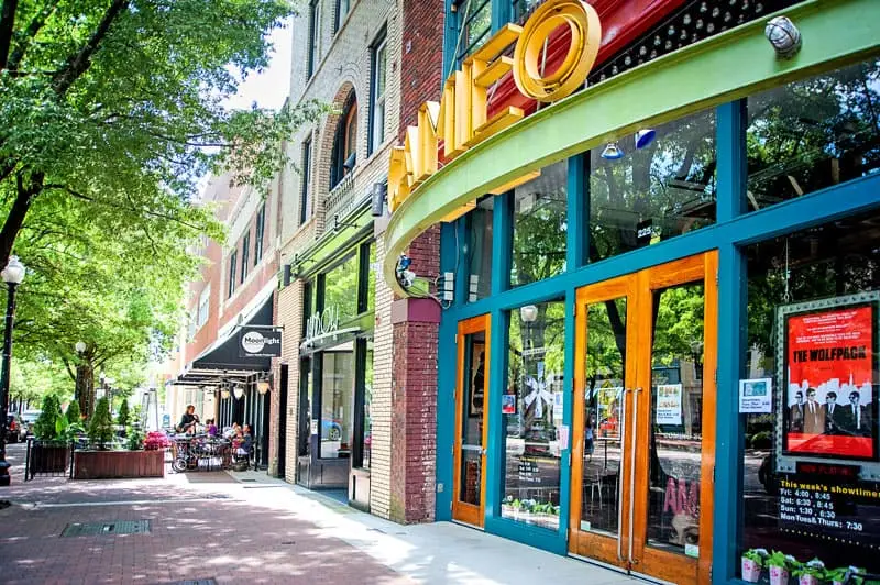 Downtown Fayetteville historic street facades in Arkansas