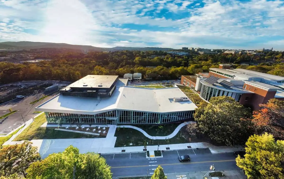 Fayetteville Public Library aerial view in Arkansas