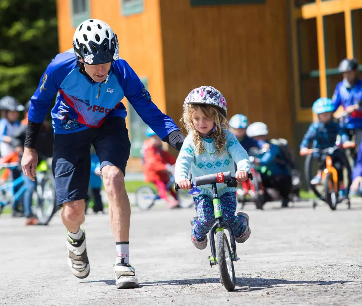 Kids mountain biking at family trail in Bentonville Arkansas