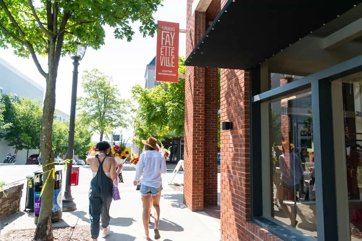 Boutique shopping along downtown Fayetteville Arkansas street