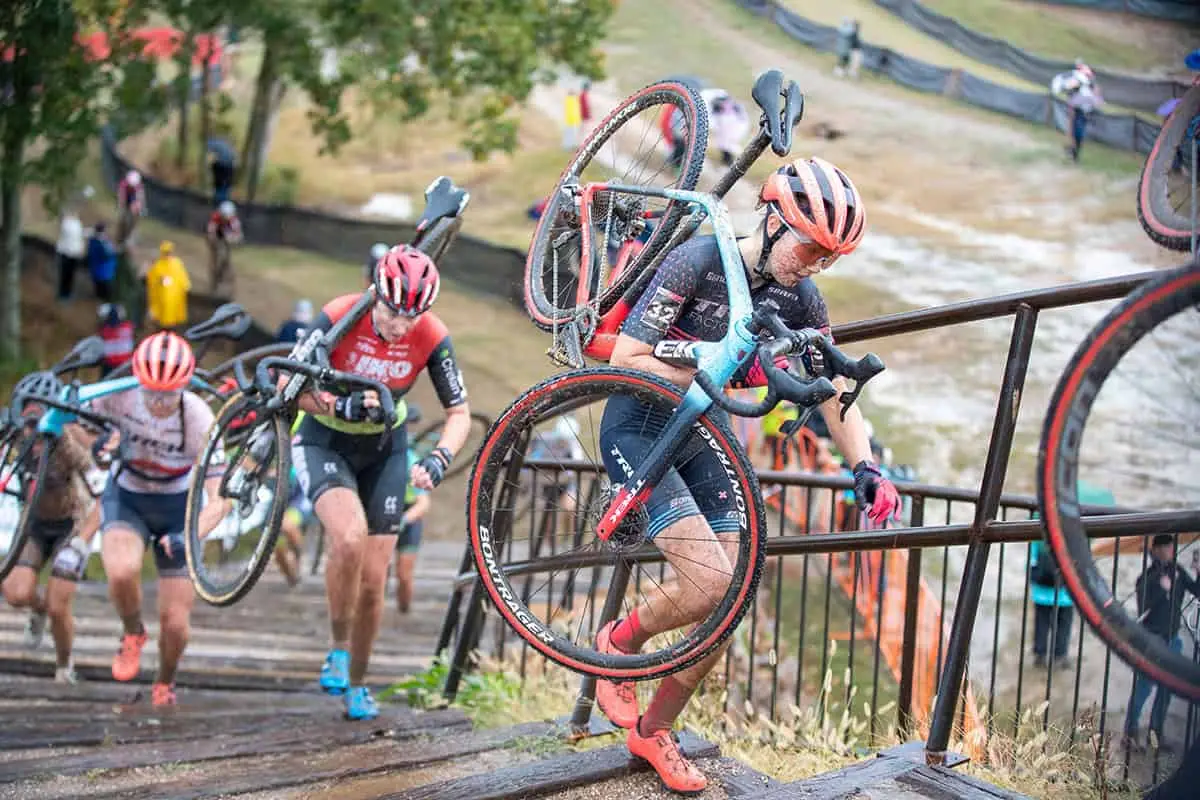 Cyclocross racing on trails in Fayetteville Arkansas