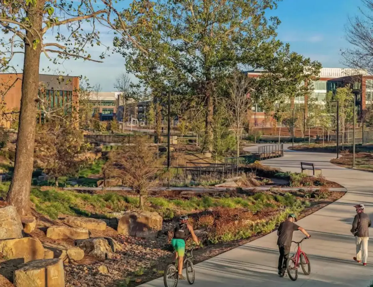 Walking trail and creek in downtown Springdale, Arkansas