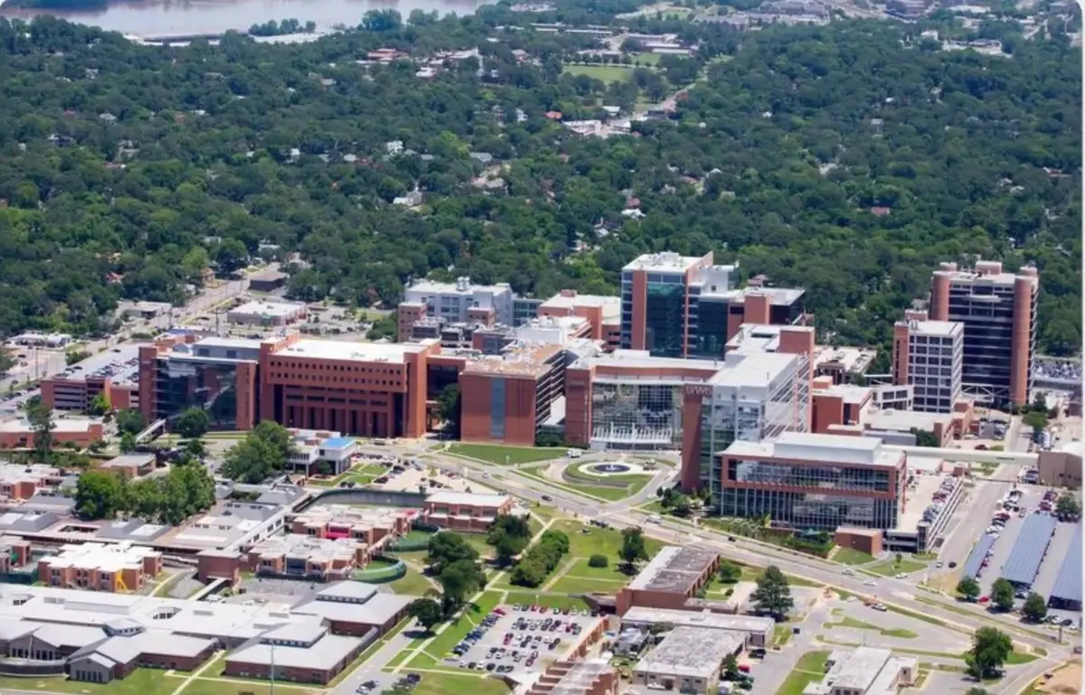 Aerial view of the University of Arkansas for Medical Sciences campus, the teaching hospital behind the state's residency programs