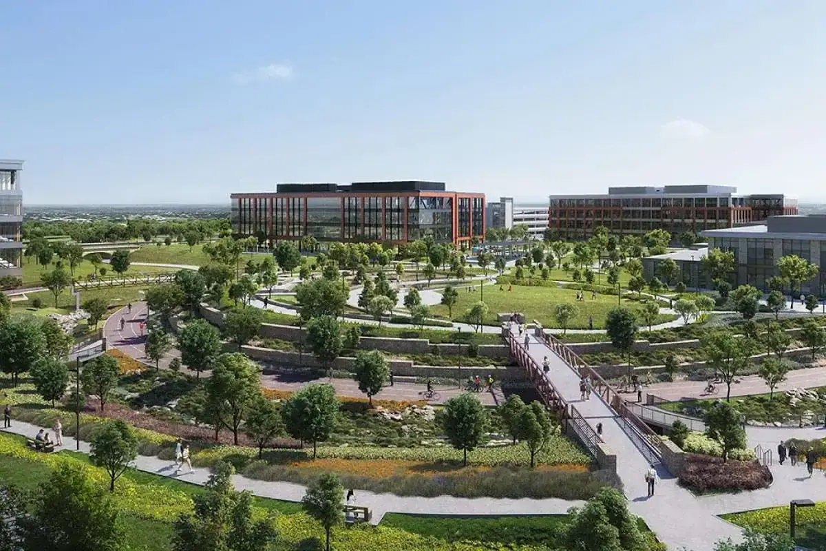 Walmart corporate campus aerial view in Bentonville Arkansas